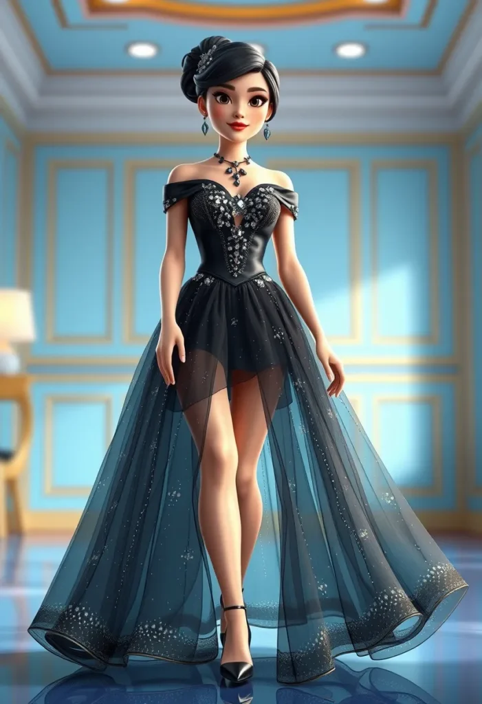 Black Diamond Ball Gown Crystalline Majesty