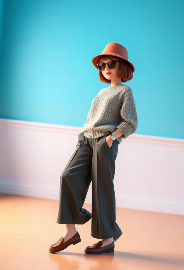 Retro Indie with Bucket Hat & Loafers