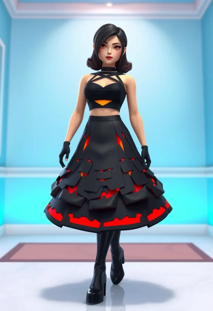 Volcanic Edge Skirt Set Modern Royal