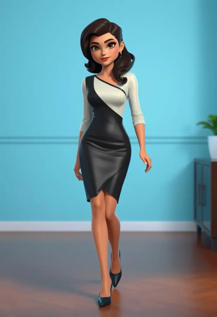 Asymmetric Top and Leather Pencil Skirt