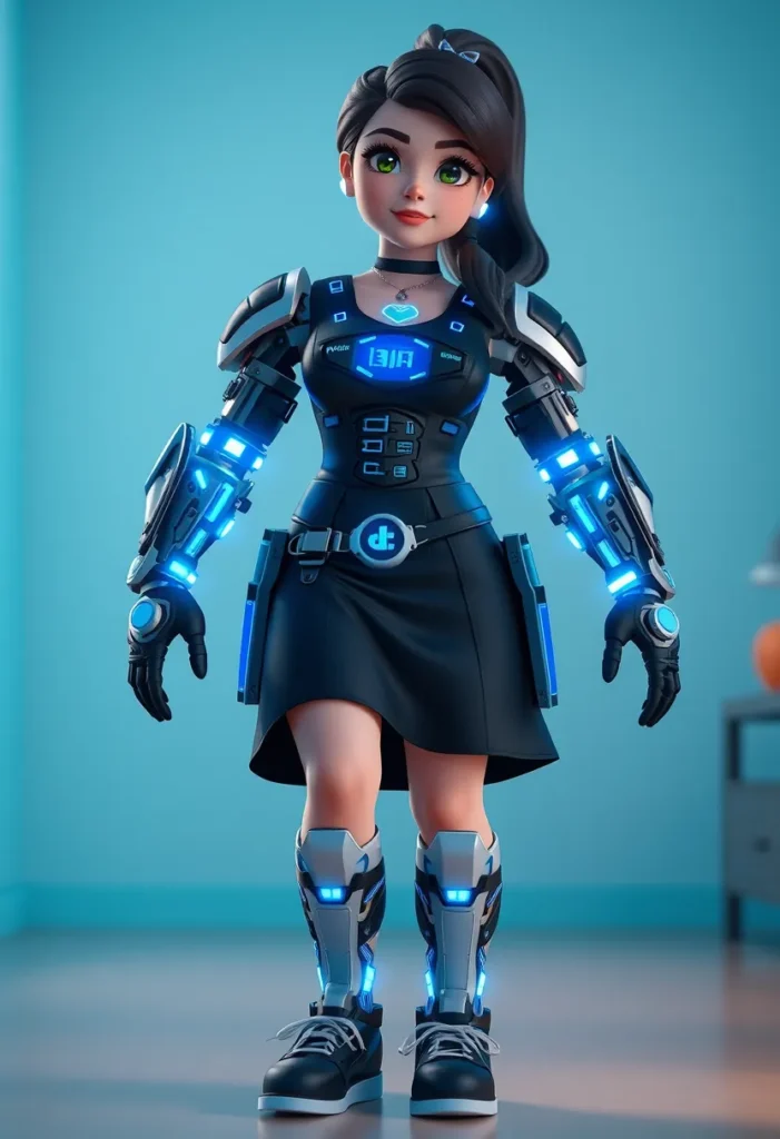Cybernetic Warrior with Glowing Prosthetics