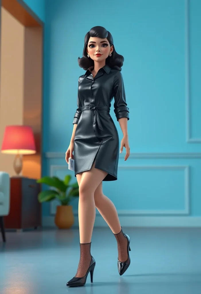 Leather Shirt Dress and Mesh Boots