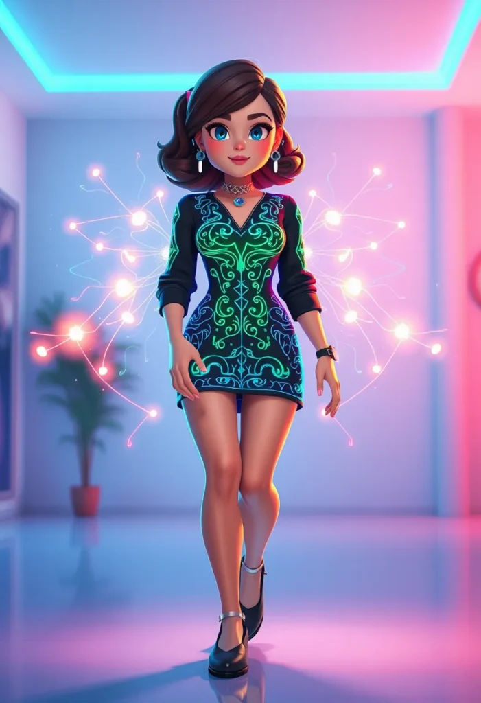 Neon-Lit Rave Outfit with Energy Fields