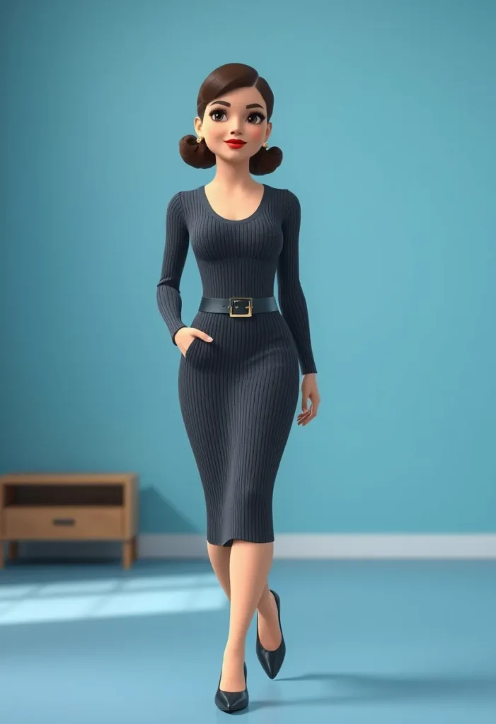 Ribbed Knit Dress and Statement Belt