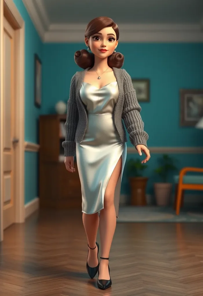 Satin Slip Dress and Chunky Cardigan