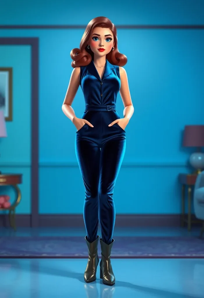 Velvet Jumpsuit with Statement Boots